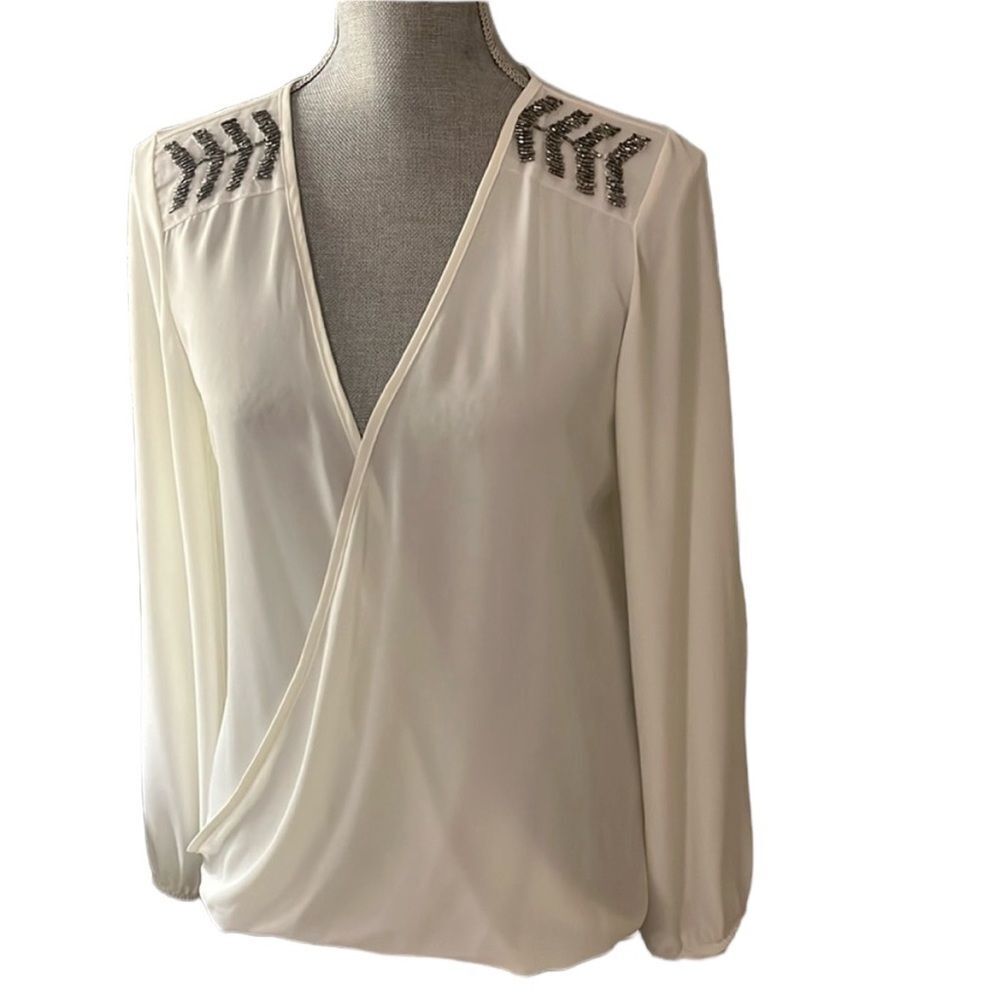 Charming Charlie Sheer White Blouse Size S